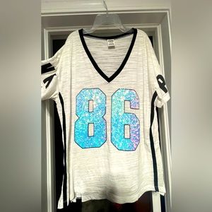 Pink white Jersey shirt L